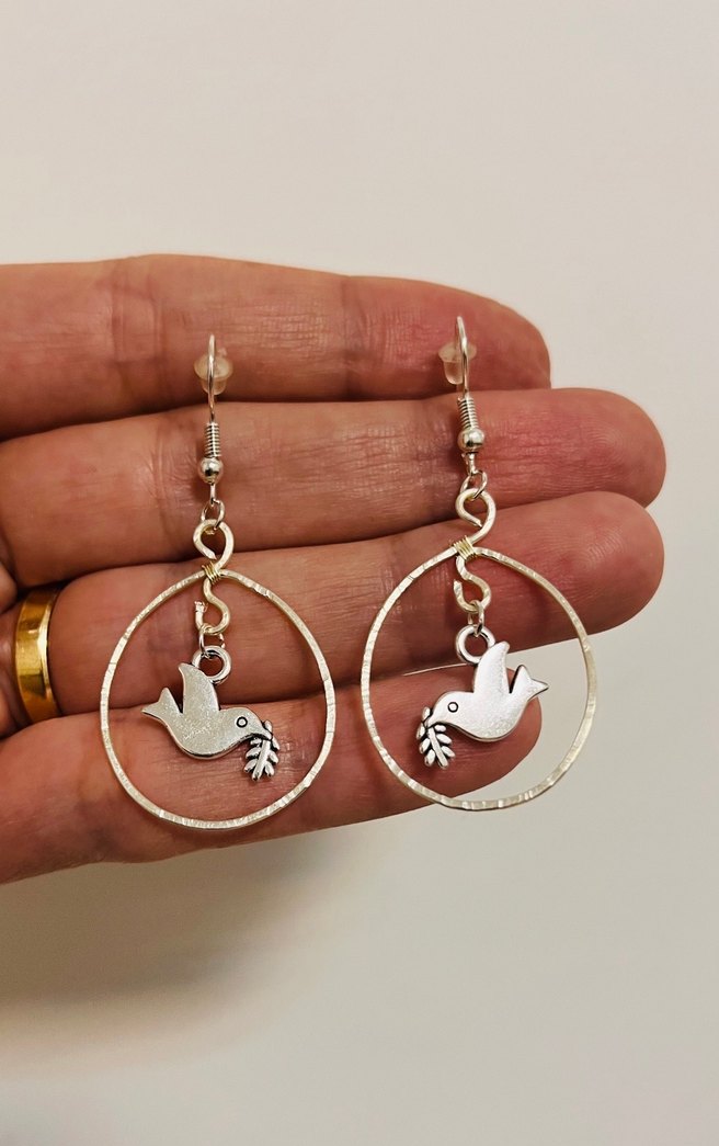 Gümüş kaplama Bohem  güvercin Figürlü Midi Küpe - Görsel 3