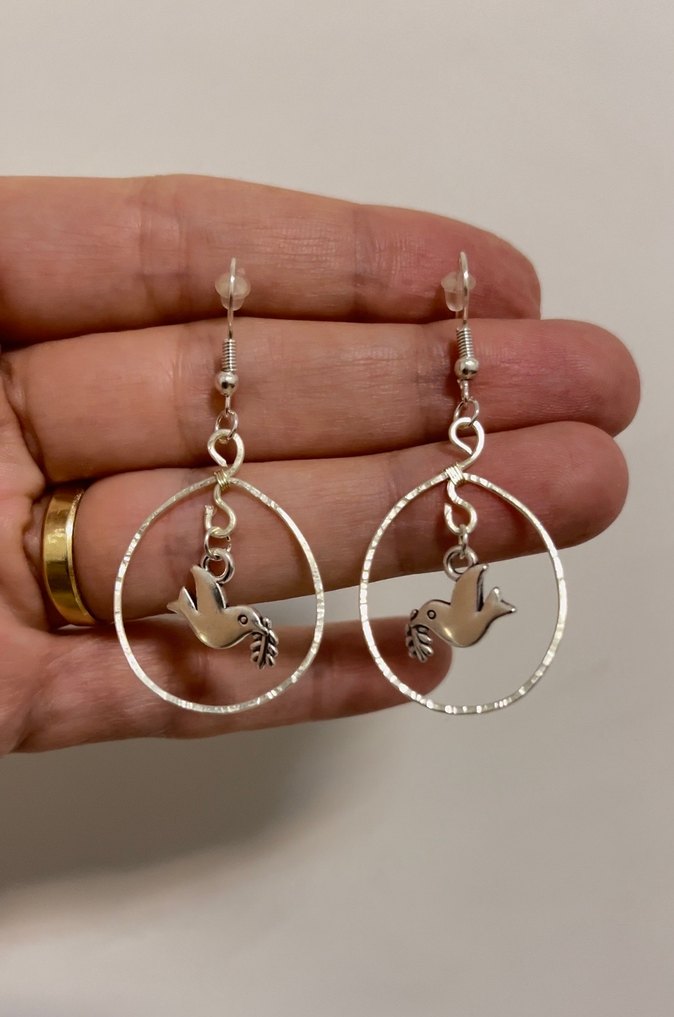 Gümüş kaplama Bohem  güvercin Figürlü Midi Küpe - Görsel 2