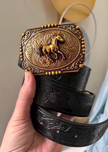 Bohem Esintili metal koşan at kabartmalı kemer - Görsel 3