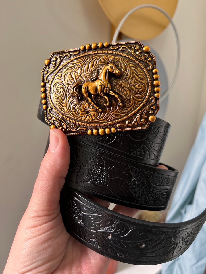 Bohem Esintili metal koşan at kabartmalı kemer - Görsel 3