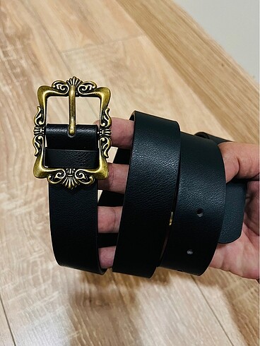 Retro bronz tokalı bayan kemer
