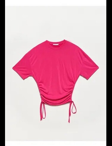 pembe büzgülü crop