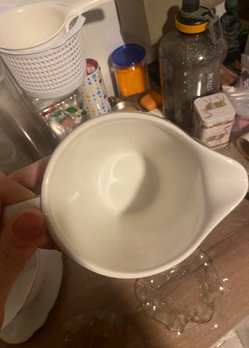 Vintage Beyaz Porselen Sosluk ve Tabak karışık set - Görsel 9