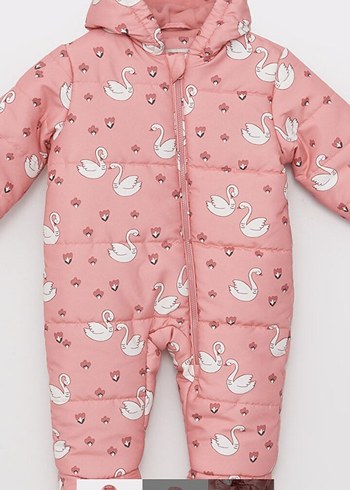 LCW Baby Pembe Baskılı Kız Bebek Astronot Mont - Görsel 3