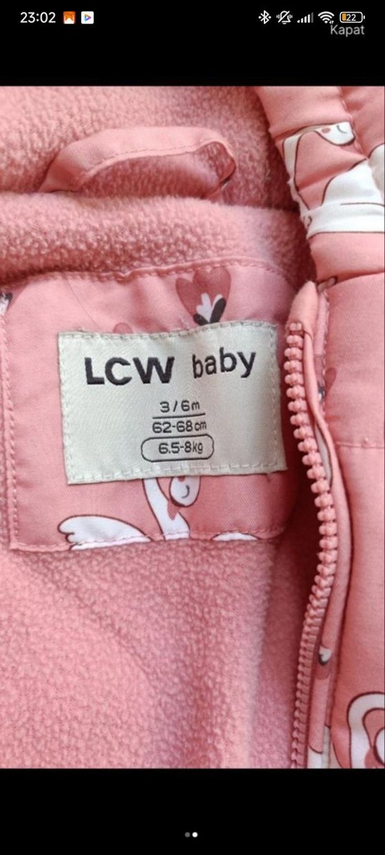 LCW Baby Pembe Baskılı Kız Bebek Astronot Mont - Görsel 4