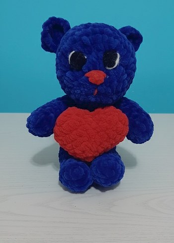 Kırmızı Kalpli Mavi Peluş Ayıcık