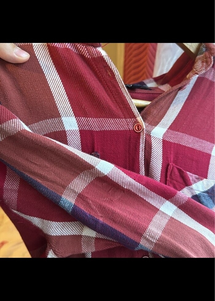 Mavi jeans kırmızı kareli oduncu gömlek kadın - Görsel 2