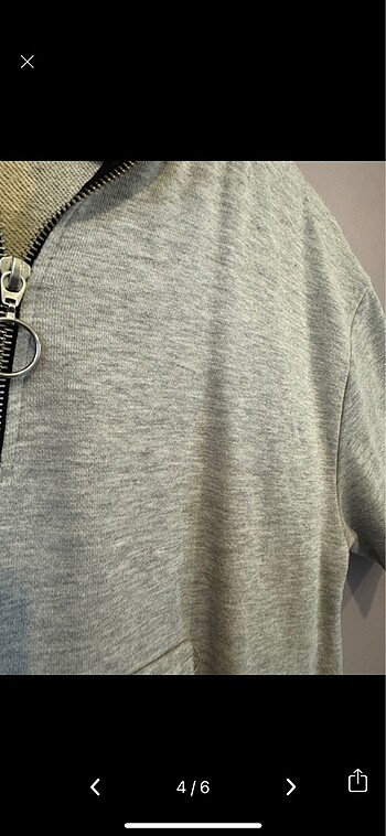 Pull&Bear Gri half zipper spor tunik elbise - Görsel 4