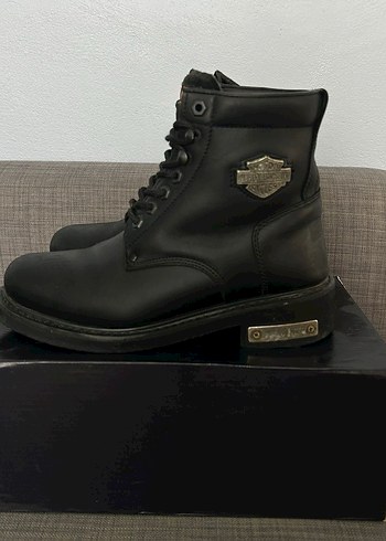 Siyah Deri Biker Platform Topuklu Kadın Bot - Görsel 5