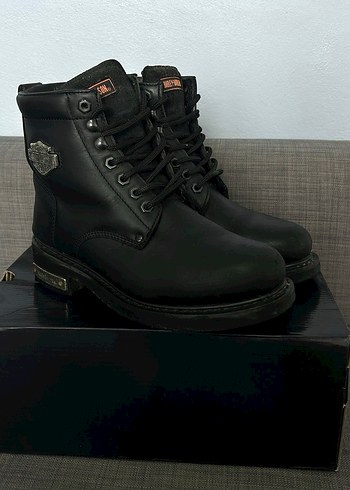 Siyah Deri Biker Platform Topuklu Kadın Bot - Görsel 7