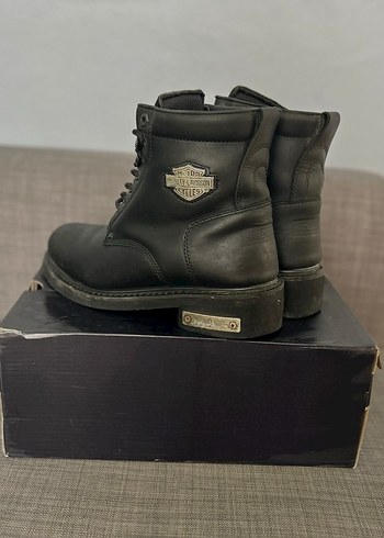 Siyah Deri Biker Platform Topuklu Kadın Bot - Görsel 2