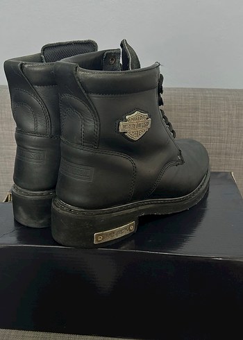 Siyah Deri Biker Platform Topuklu Kadın Bot - Görsel 11