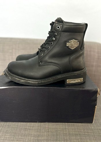 Siyah Deri Biker Platform Topuklu Kadın Bot - Görsel 3