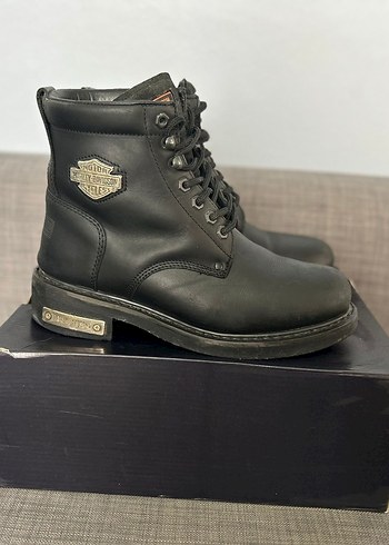 Siyah Deri Biker Platform Topuklu Kadın Bot - Görsel 4