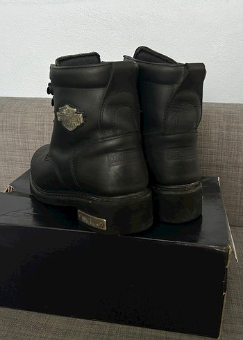 Siyah Deri Biker Platform Topuklu Kadın Bot - Görsel 8