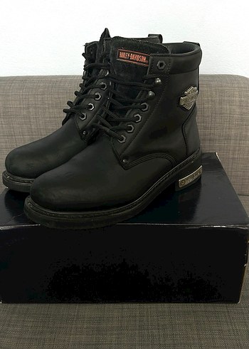 Siyah Deri Biker Platform Topuklu Kadın Bot - Görsel 10