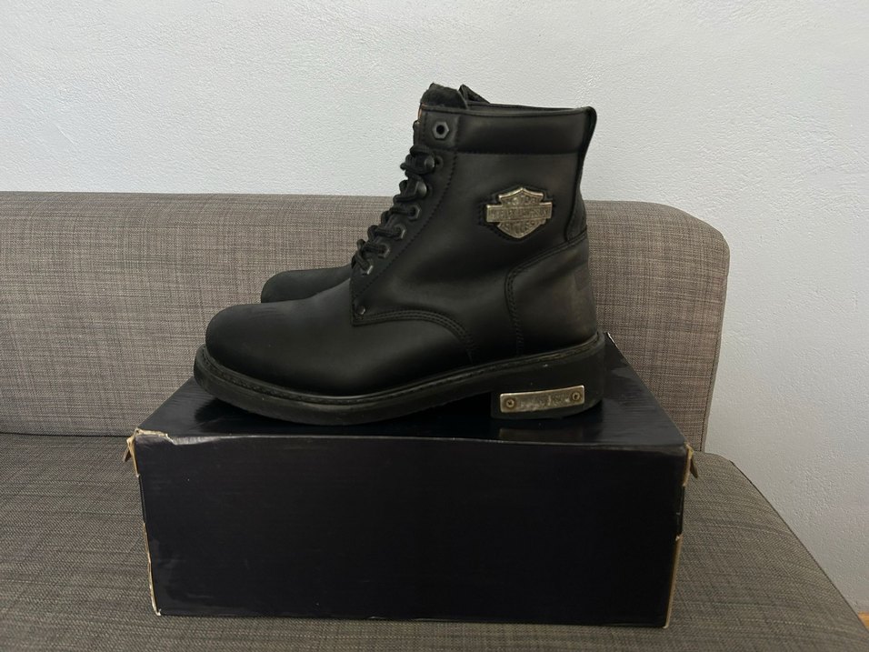 Siyah Deri Biker Platform Topuklu Kadın Bot - Görsel 5