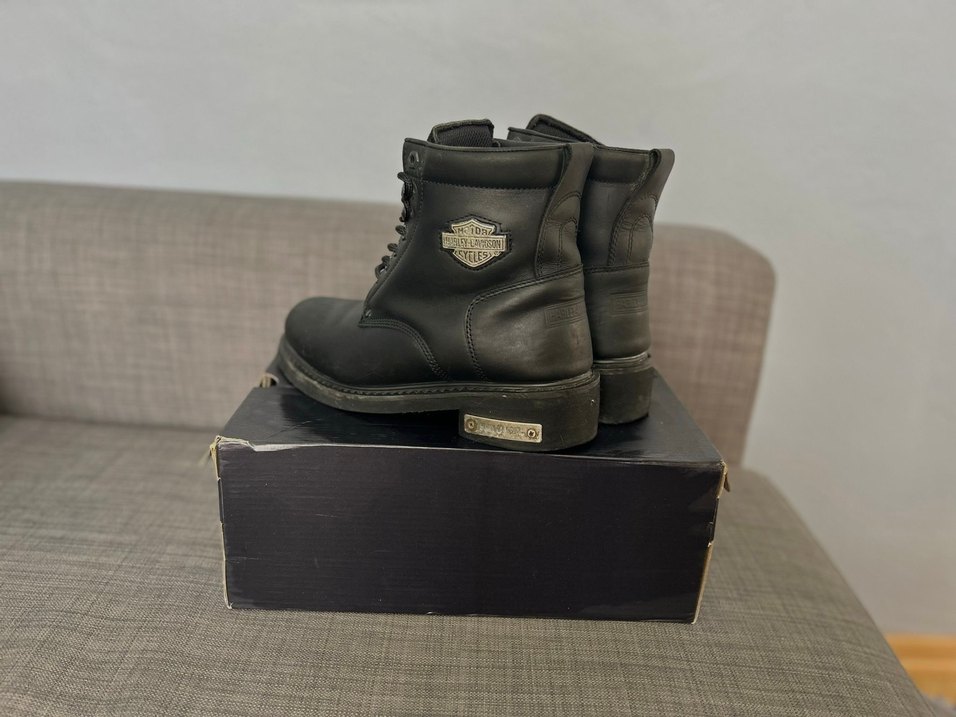 Siyah Deri Biker Platform Topuklu Kadın Bot - Görsel 2