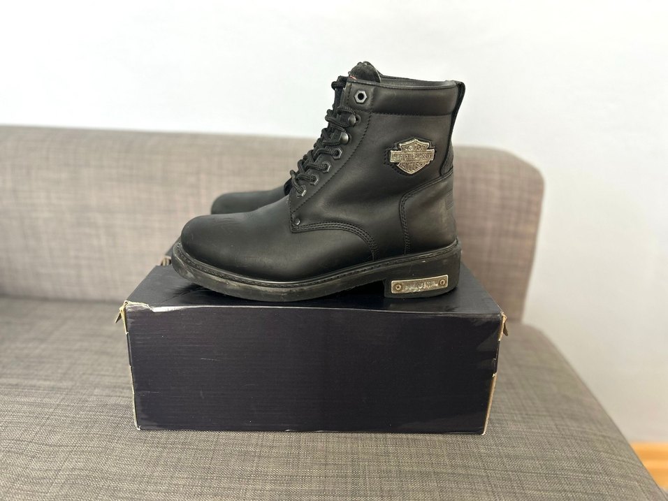 Siyah Deri Biker Platform Topuklu Kadın Bot - Görsel 3