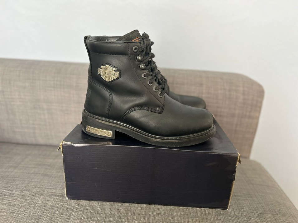 Siyah Deri Biker Platform Topuklu Kadın Bot - Görsel 4