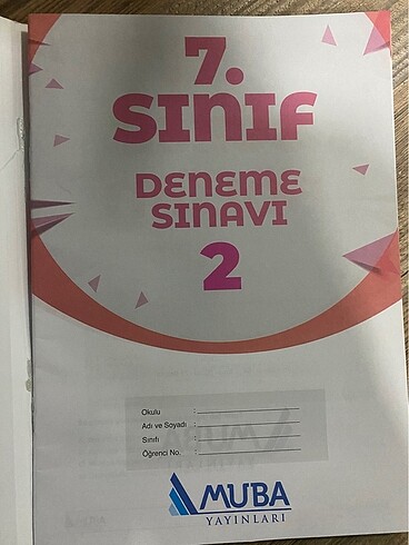 Muba Yayınları 7. Sınıf Tüm Dersler 2. Deneme
