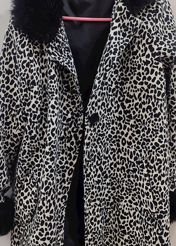 H&M Kadın Gri Zebra Desenli Uzun Kürklü