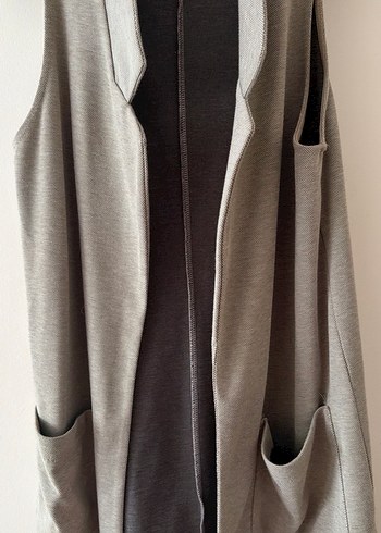 Bej Kadın Kolsuz Midi Yelek - Görsel 5