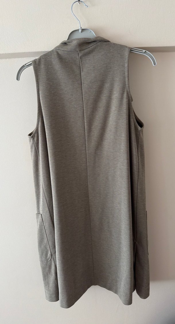 Bej Kadın Kolsuz Midi Yelek - Görsel 3