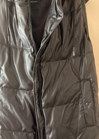 Siyah Fermuarlı Kadın Kolsuz Midi Yelek - Görsel 5