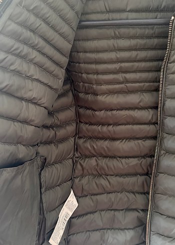 Yüksek Yakalı Fermuarlı kaz tüylü haki Kadın Mont - Görsel 6