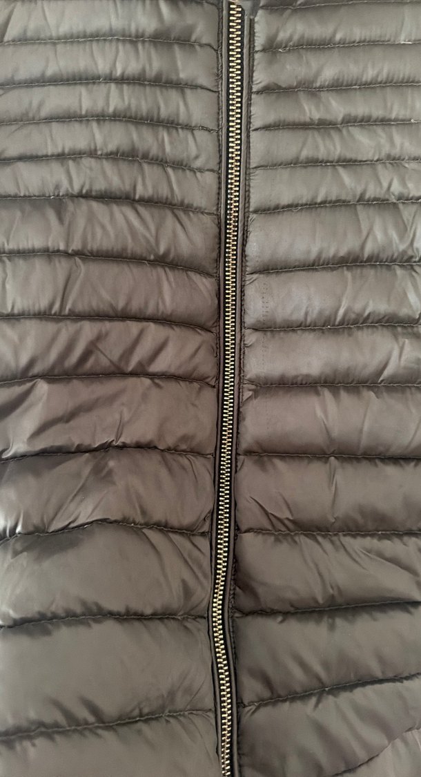 Yüksek Yakalı Fermuarlı kaz tüylü haki Kadın Mont - Görsel 4