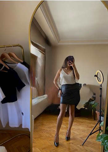 Glitter mini etek gümüş - Görsel 2