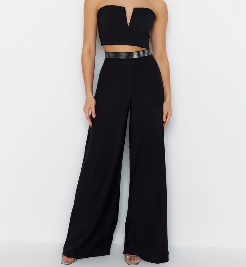 Kadın Siyah Kemerli Kumaş Pantolon - Görsel 2