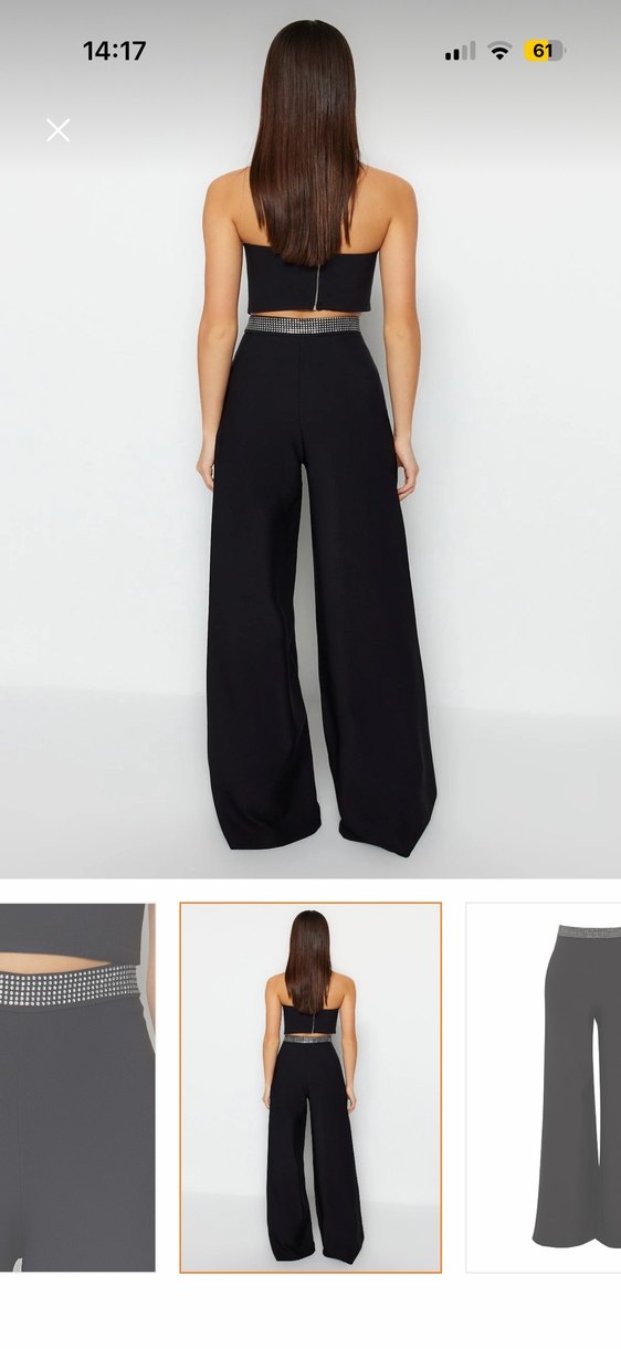 Kadın Siyah Kemerli Kumaş Pantolon - Görsel 3