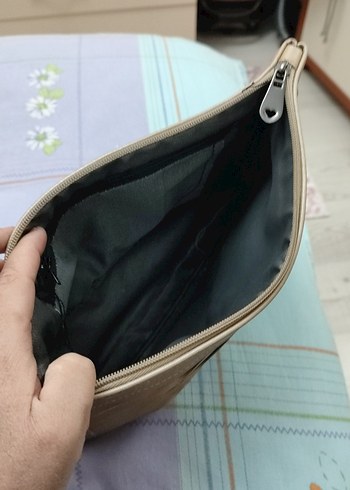 Beden ten rengi Renk Bej Renkli Fermuarlı Kadın Clutch Çanta