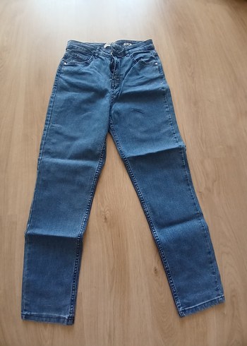 Gri Mavi Midi Boy Kadın Denim Pantolon