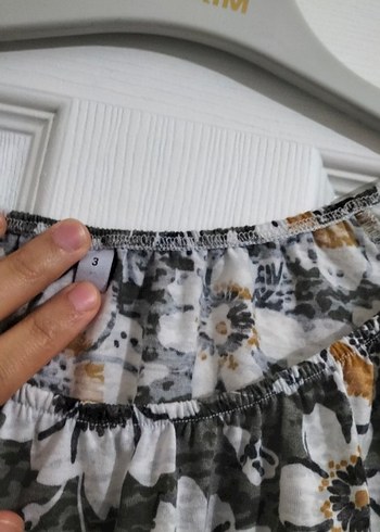 xl Beden Gri Çiçek Desenli Uzun Kollu Bluz