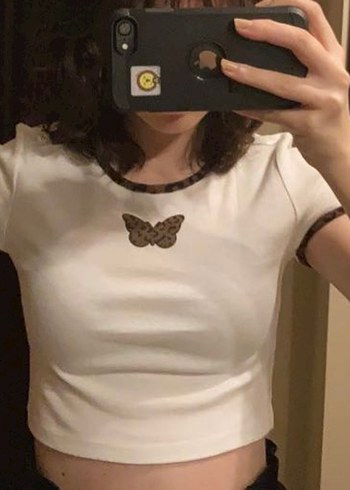 H&M Kisa kollu desenli crop