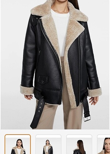 Stradivarius Suni Kürklü Biker Ceket