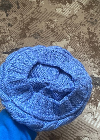 Mavi Örgü Bohem Kadın Bere - Görsel 2