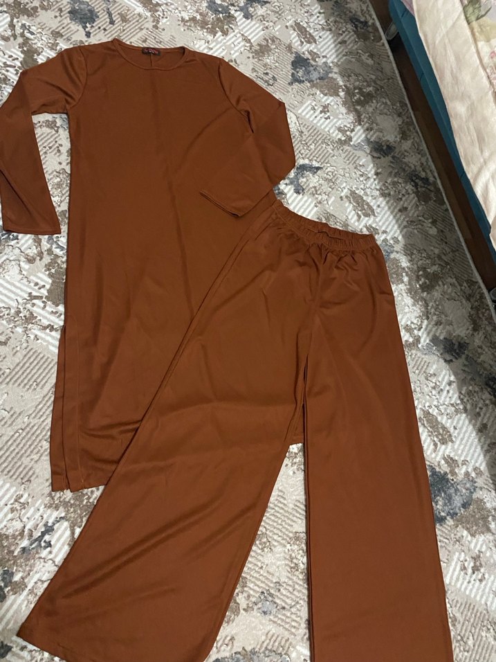 Kadın Kahverengi Salaş Uzun Kollu Takım - Görsel 3