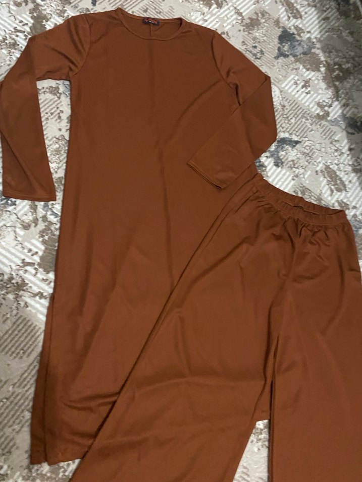 Kadın Kahverengi Salaş Uzun Kollu Takım - Görsel 4