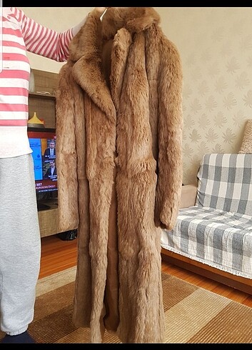 l Beden camel Renk Gerçek tilki tüyü mont