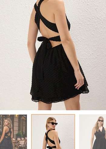Trendyol & Milla Dantelli Siyah Mini Strappy Elbise