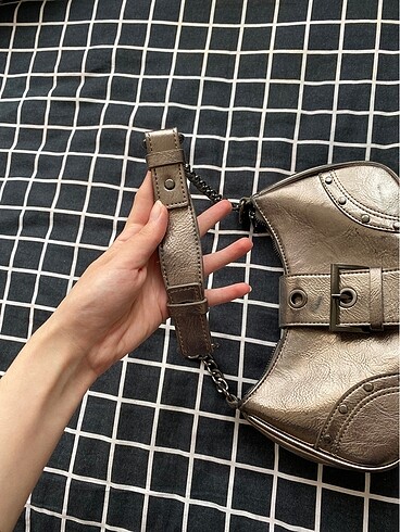 Beden gri Renk Pull and bear vintage parlak çanta