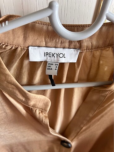 s Beden camel Renk Çok şık, kol detaylı ipekyol bluz