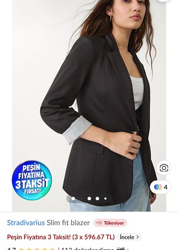 Stradivarius Stradivarius Dar Kesim Blazer Ceket