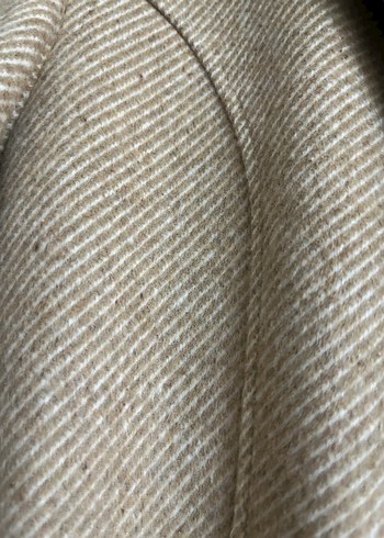 Bej Kadın Düğmeli Uzun Yün Kaban Astarlı - Görsel 5