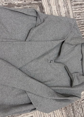 Trendyol & Milla Gri Yarım Fermuarlı Yumuşak Sweatshirt