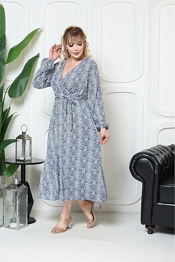 Bürümcük Elbise Belden Oturtma Lastikli Yazlık Desenli 2xl 5xl